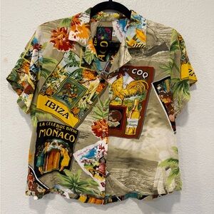 Vintage Jams World Hawaiian  Shirt Small RayonIbiza Monaco Europe Rhum Print USA